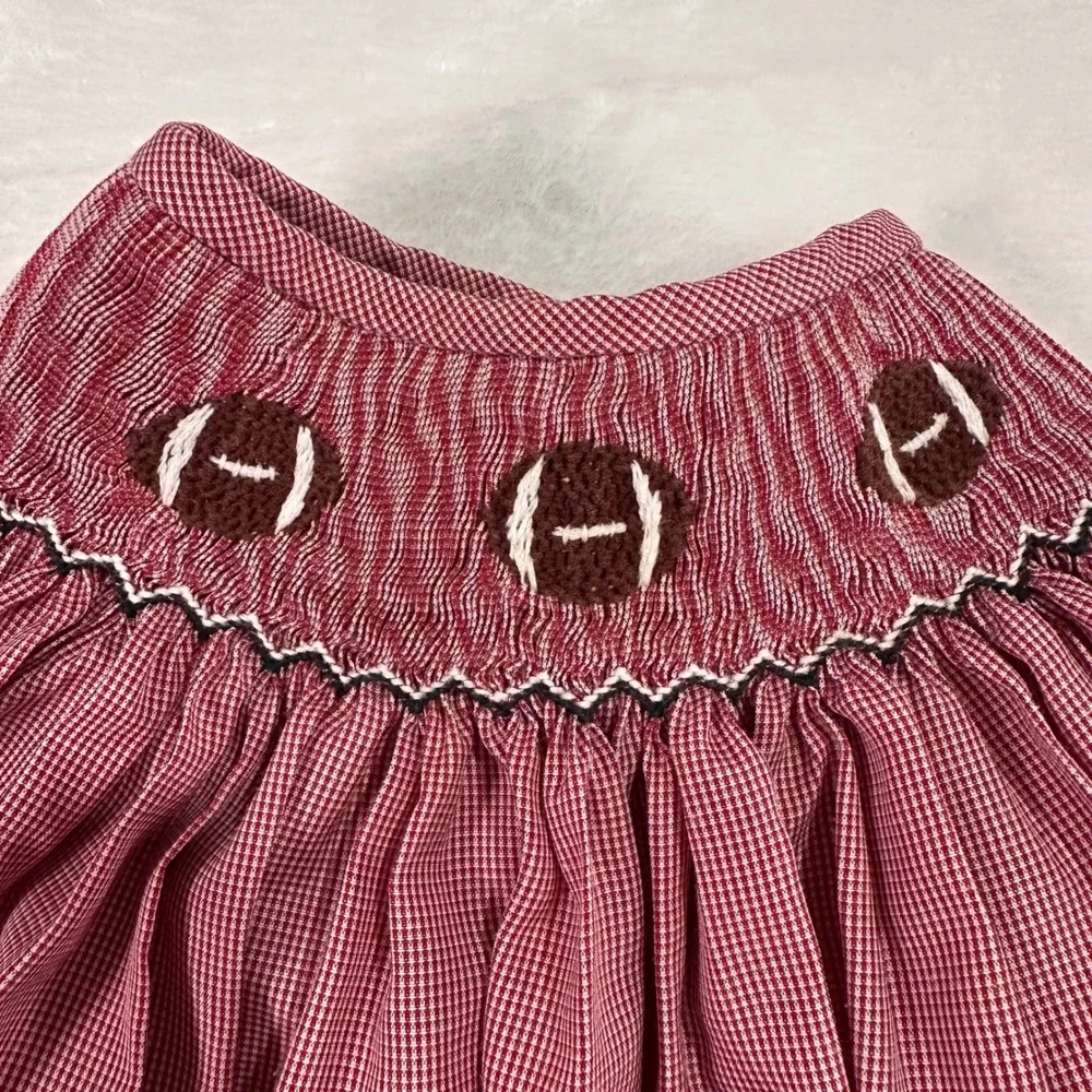 Sassy Lil Sprout Smocked Football Bubble Romper 9M Red Gingham Kids